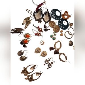 35 Matched Pair Vintage to Now Earrings Bundle Lot Silver & Colorful Boho Hippie